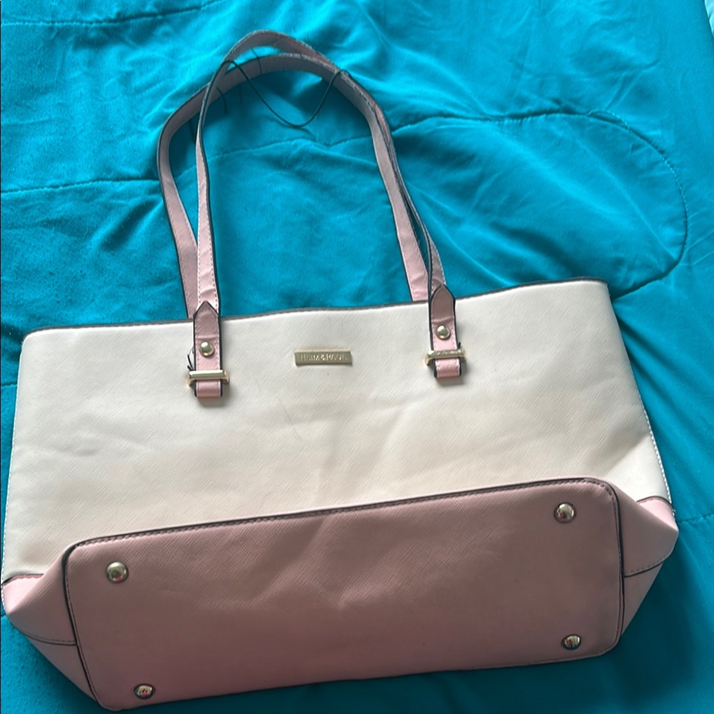 Elim & Paul Pink and Cream Structured Tote Bag